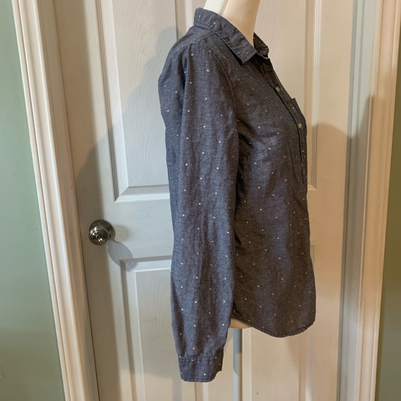 Old Navy Classic Navy blue Dots long sleeve collared button down top EUC MEDIUM - Picture 4 of 11